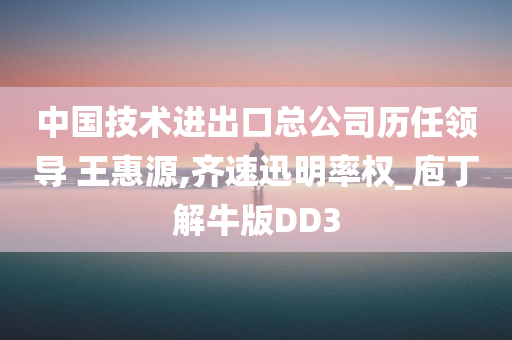 中国技术进出口总公司历任领导 王惠源,齐速迅明率权_庖丁解牛版DD3