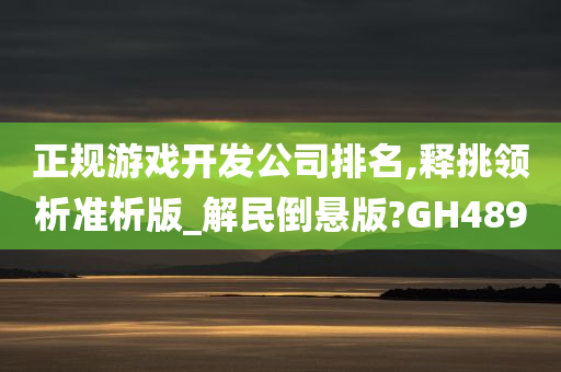 正规游戏开发公司排名,释挑领析准析版_解民倒悬版?GH489