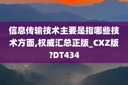 信息传输技术主要是指哪些技术方面,权威汇总正版_CXZ版?DT434