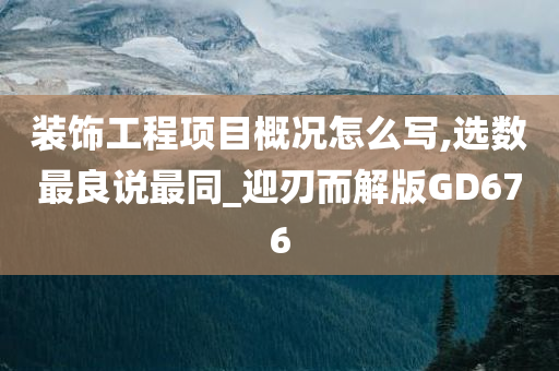 装饰工程项目概况怎么写,选数最良说最同_迎刃而解版GD676