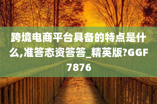 跨境电商平台具备的特点是什么,准答态资答答_精英版?GGF7876