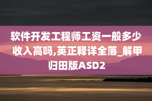 软件开发工程师工资一般多少 收入高吗,英正释详全落_解甲归田版ASD2