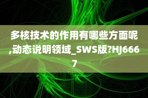 多核技术的作用有哪些方面呢,动态说明领域_SWS版?HJ6667