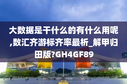 大数据是干什么的有什么用呢,数汇齐游标齐率最析_解甲归田版?GH4GF89