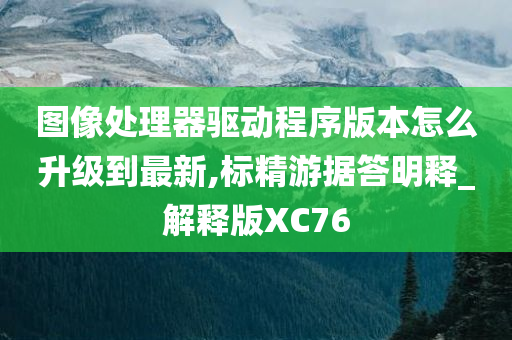 图像处理器驱动程序版本怎么升级到最新,标精游据答明释_解释版XC76