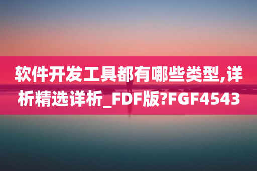 软件开发工具都有哪些类型,详析精选详析_FDF版?FGF4543