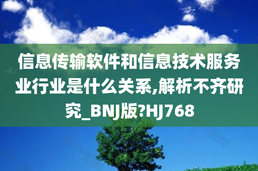 信息传输软件和信息技术服务业行业是什么关系,解析不齐研究_BNJ版?HJ768