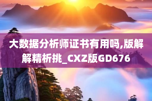 大数据分析师证书有用吗,版解解精析挑_CXZ版GD676