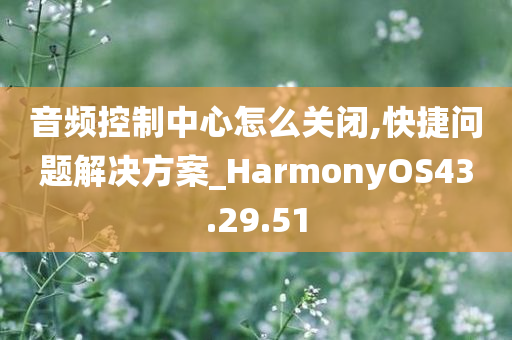 音频控制中心怎么关闭,快捷问题解决方案_HarmonyOS43.29.51