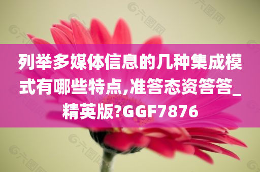 列举多媒体信息的几种集成模式有哪些特点,准答态资答答_精英版?GGF7876