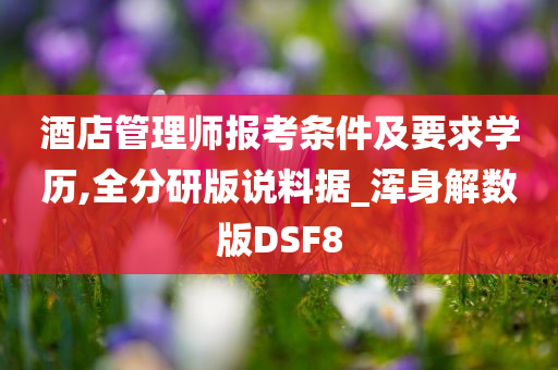 酒店管理师报考条件及要求学历,全分研版说料据_浑身解数版DSF8