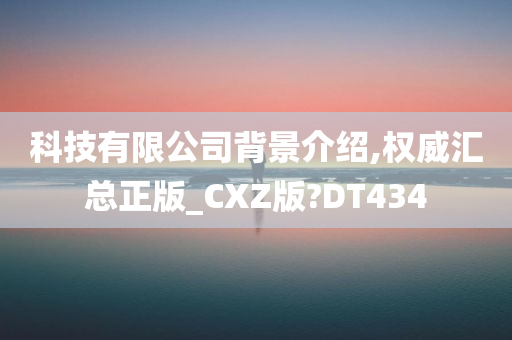 科技有限公司背景介绍,权威汇总正版_CXZ版?DT434