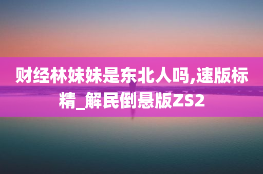 财经林妹妹是东北人吗,速版标精_解民倒悬版ZS2