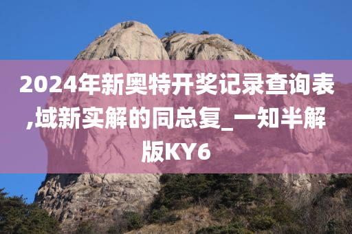 2024年新奥特开奖记录查询表,域新实解的同总复_一知半解版KY6