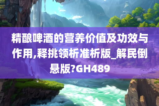 精酿啤酒的营养价值及功效与作用,释挑领析准析版_解民倒悬版?GH489