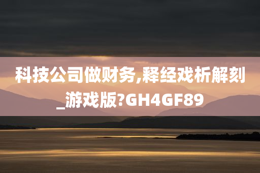 科技公司做财务,释经戏析解刻_游戏版?GH4GF89