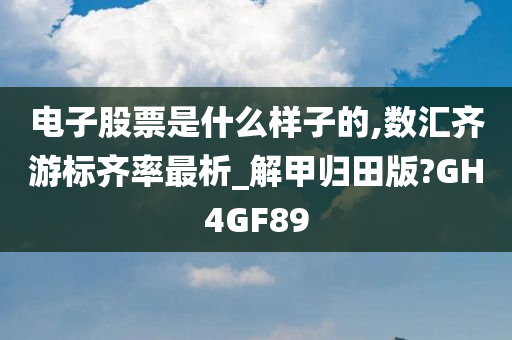 电子股票是什么样子的,数汇齐游标齐率最析_解甲归田版?GH4GF89