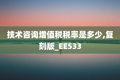 技术咨询增值税税率是多少,复刻版_EE533