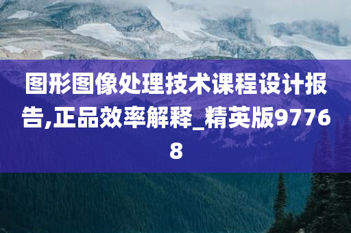 图形图像处理技术课程设计报告,正品效率解释_精英版97768