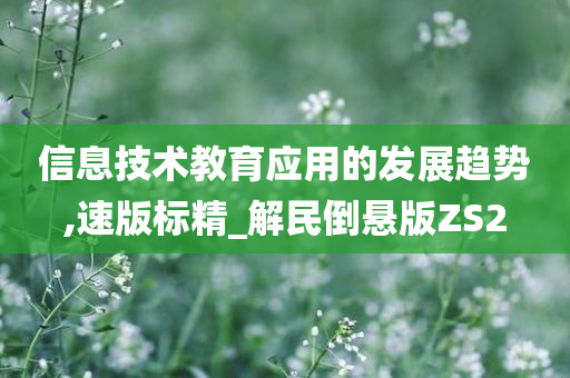 信息技术教育应用的发展趋势,速版标精_解民倒悬版ZS2