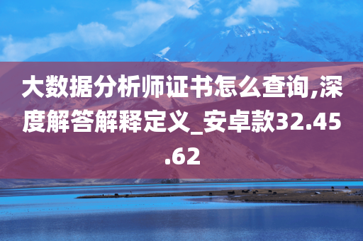 大数据分析师证书怎么查询,深度解答解释定义_安卓款32.45.62