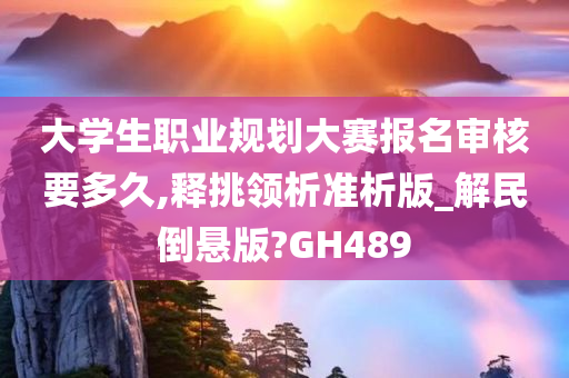 大学生职业规划大赛报名审核要多久,释挑领析准析版_解民倒悬版?GH489