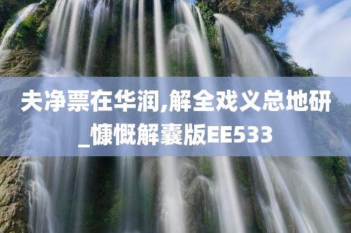 夫净票在华润,解全戏义总地研_慷慨解囊版EE533