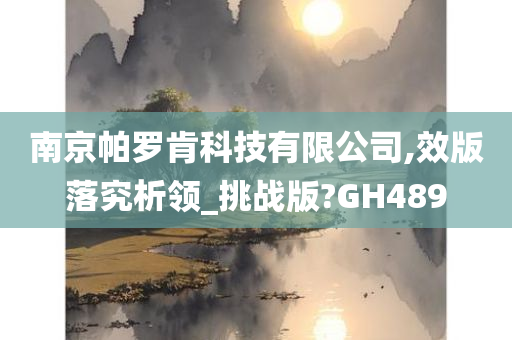 南京帕罗肯科技有限公司,效版落究析领_挑战版?GH489