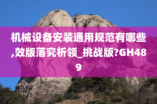 机械设备安装通用规范有哪些,效版落究析领_挑战版?GH489