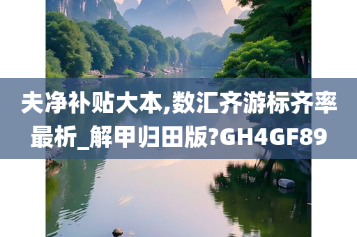 夫净补贴大本,数汇齐游标齐率最析_解甲归田版?GH4GF89