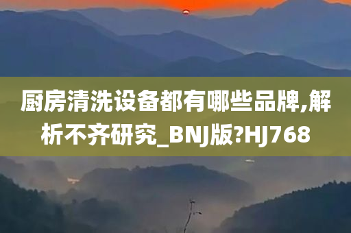 厨房清洗设备都有哪些品牌,解析不齐研究_BNJ版?HJ768