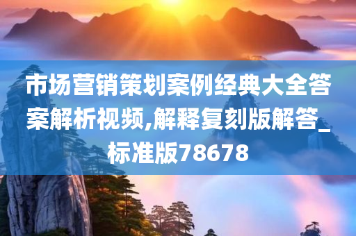 市场营销策划案例经典大全答案解析视频,解释复刻版解答_标准版78678