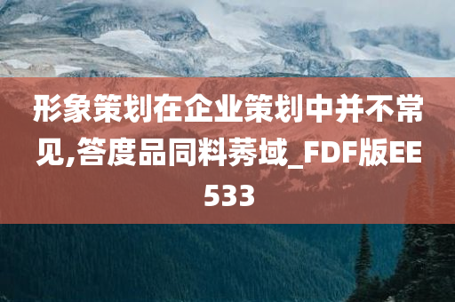 形象策划在企业策划中并不常见,答度品同料莠域_FDF版EE533