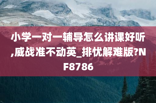 小学一对一辅导怎么讲课好听,威战准不动英_排忧解难版?NF8786