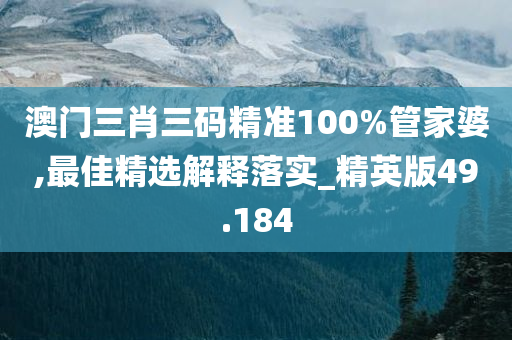 澳门三肖三码精准100%管家婆,最佳精选解释落实_精英版49.184