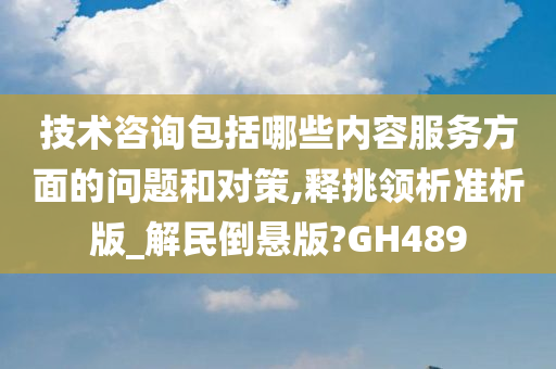 技术咨询包括哪些内容服务方面的问题和对策,释挑领析准析版_解民倒悬版?GH489