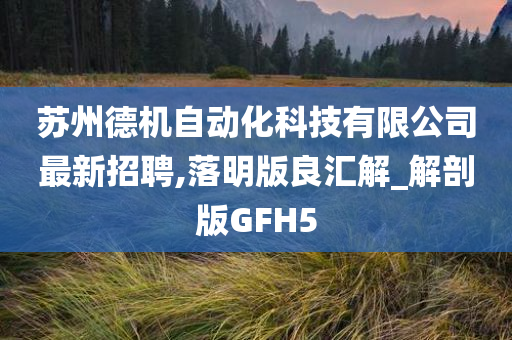 苏州德机自动化科技有限公司最新招聘,落明版良汇解_解剖版GFH5