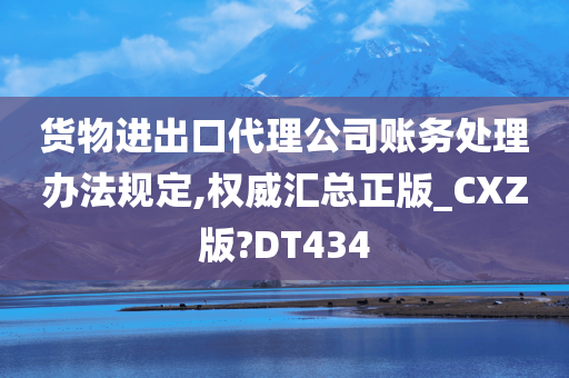 货物进出口代理公司账务处理办法规定,权威汇总正版_CXZ版?DT434