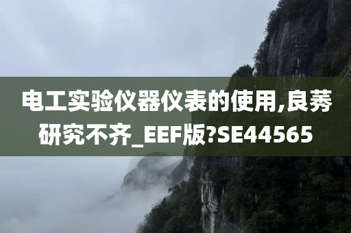 电工实验仪器仪表的使用,良莠研究不齐_EEF版?SE44565