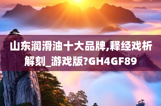 山东润滑油十大品牌,释经戏析解刻_游戏版?GH4GF89