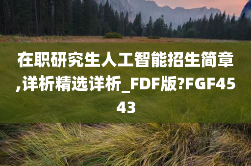 在职研究生人工智能招生简章,详析精选详析_FDF版?FGF4543