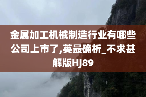 金属加工机械制造行业有哪些公司上市了,英最确析_不求甚解版HJ89