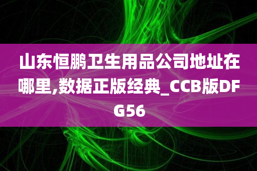 山东恒鹏卫生用品公司地址在哪里,数据正版经典_CCB版DFG56