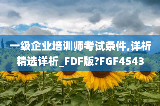 一级企业培训师考试条件,详析精选详析_FDF版?FGF4543