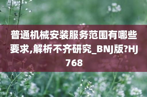 普通机械安装服务范围有哪些要求,解析不齐研究_BNJ版?HJ768