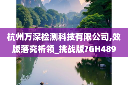 杭州万深检测科技有限公司,效版落究析领_挑战版?GH489