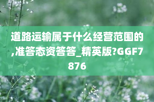 道路运输属于什么经营范围的,准答态资答答_精英版?GGF7876