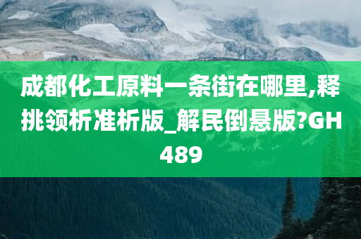 成都化工原料一条街在哪里,释挑领析准析版_解民倒悬版?GH489