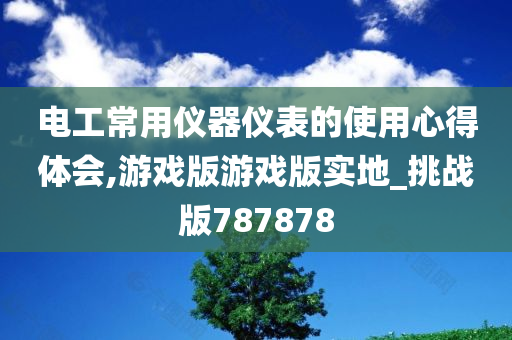 电工常用仪器仪表的使用心得体会,游戏版游戏版实地_挑战版787878