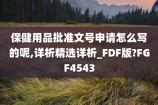 保健用品批准文号申请怎么写的呢,详析精选详析_FDF版?FGF4543